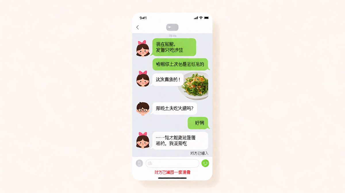 女生减肥只吃沙拉，转头就被抓包偷吃炸鸡并试图撤回证据