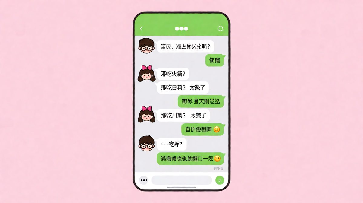 男生问吃什么都被否，无奈反将一军让女生闭嘴