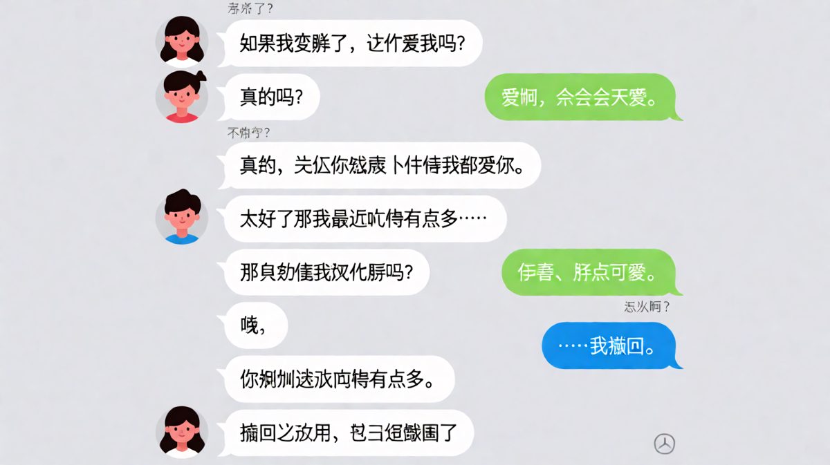 送命题答对了等于没说，男生最后只能靠撤回续命