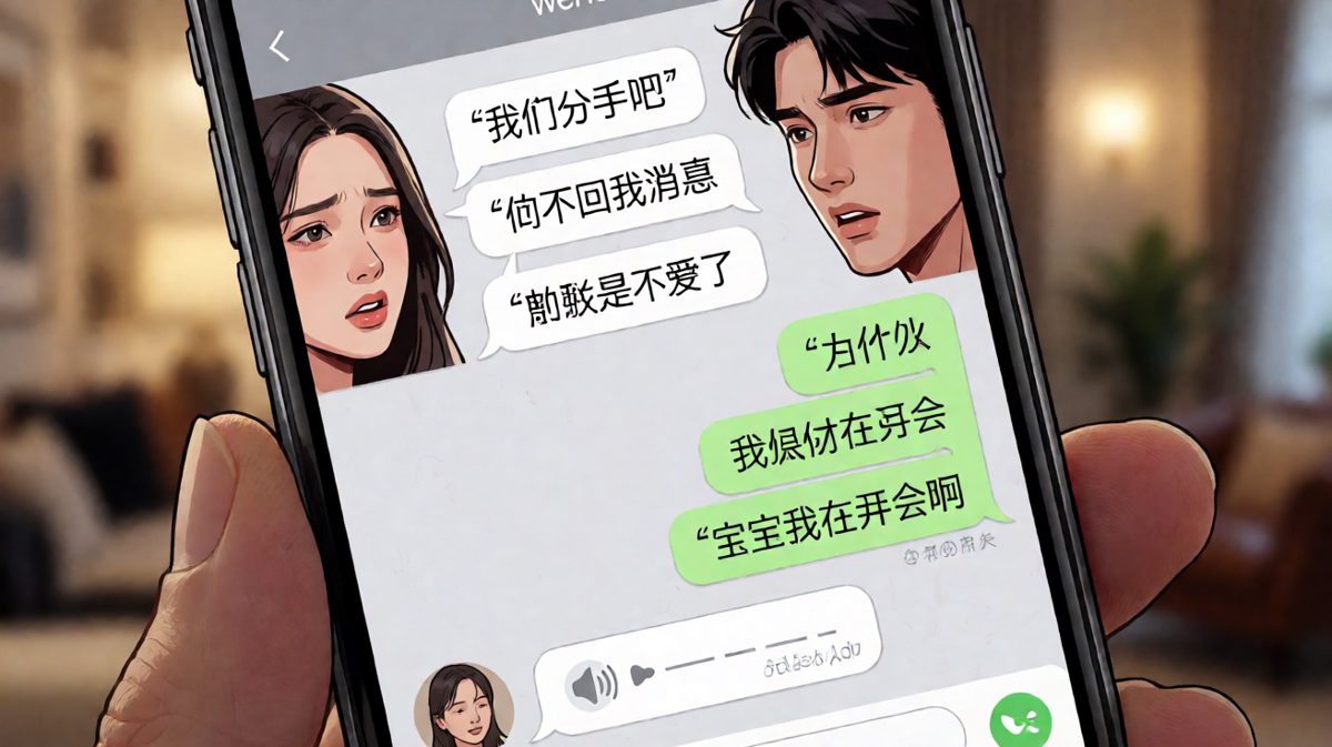 分手话题因不回消息而起，男生有苦难言