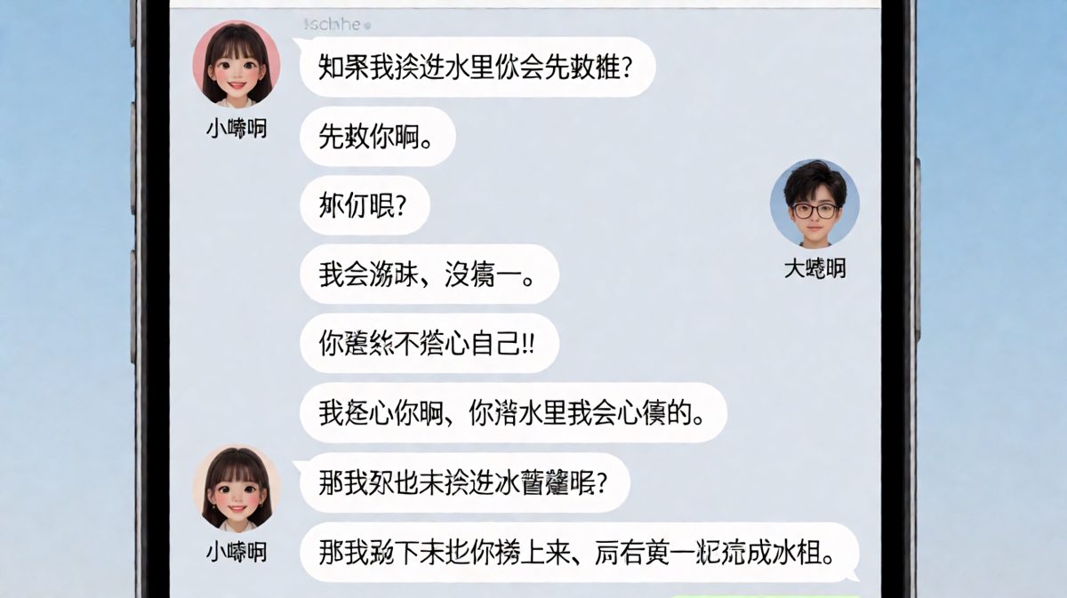 女生试探男生落水救谁，男生反转表示要一起冻成冰棍。
