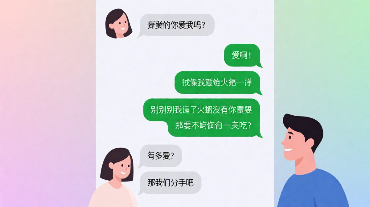 女生套路问爱不爱，男生用火锅比喻被反向操作