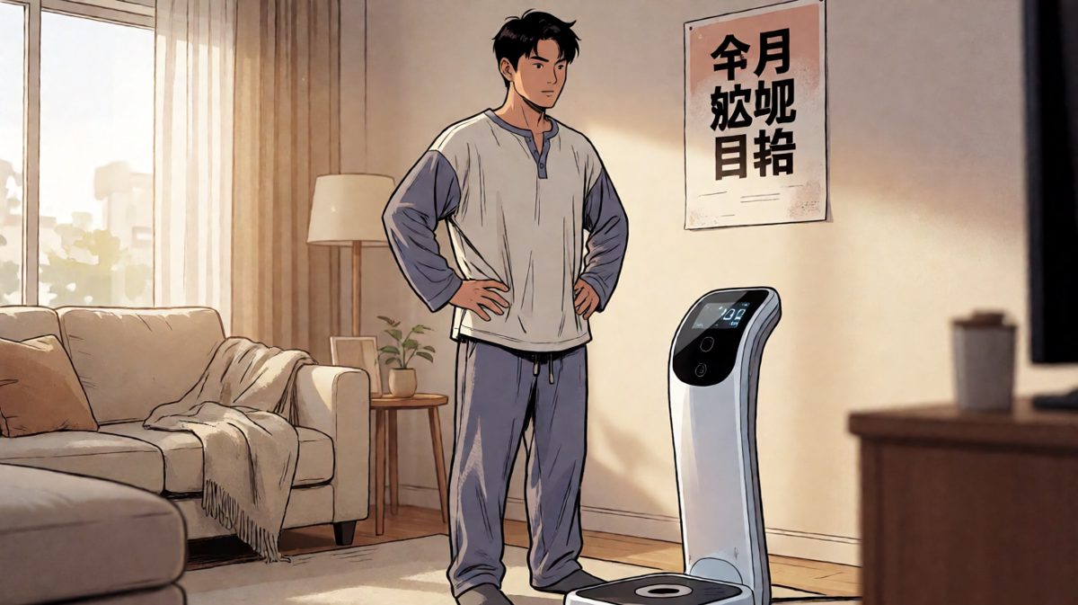 雄心勃勃的开端：男主立下减肥誓言，买下了号称能记录每一口的智能秤。