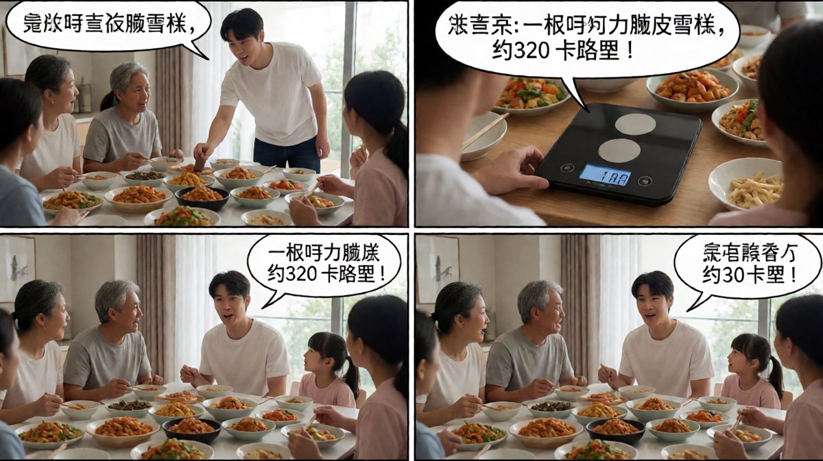 社死现场升级：家庭聚会上当众吃冰淇淋，秤的语音播报让全家人都看向他。