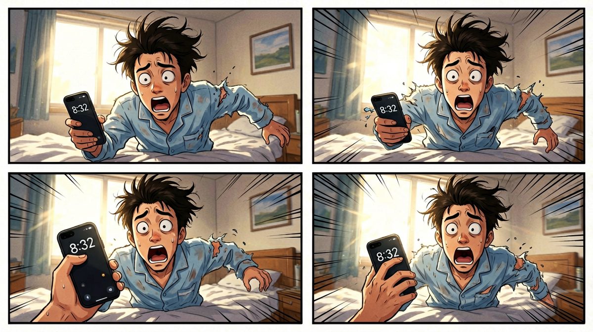 惊醒一看时间——已经迟到三个半小时了！
