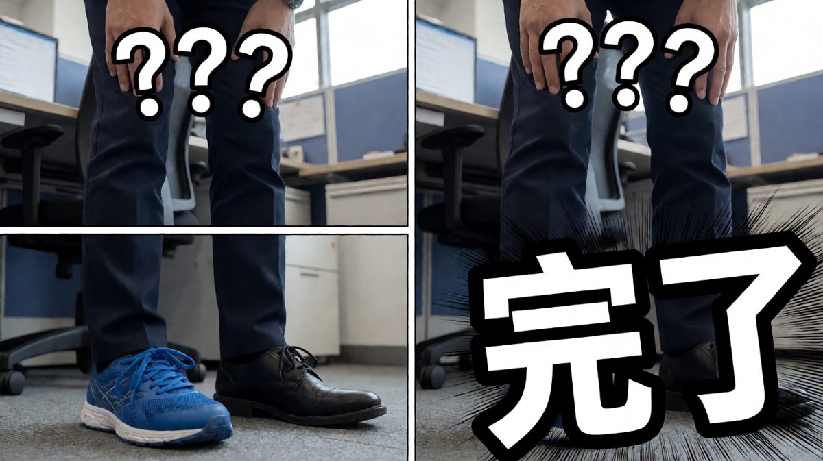 到了公司才发现，左脚鞋右脚袜，今日宜摆烂