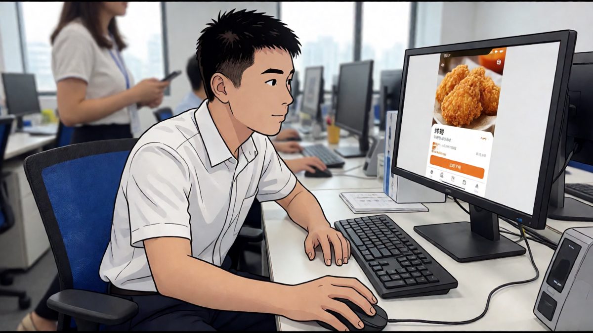 上班十一点，健康沙拉被炸鸡取代。