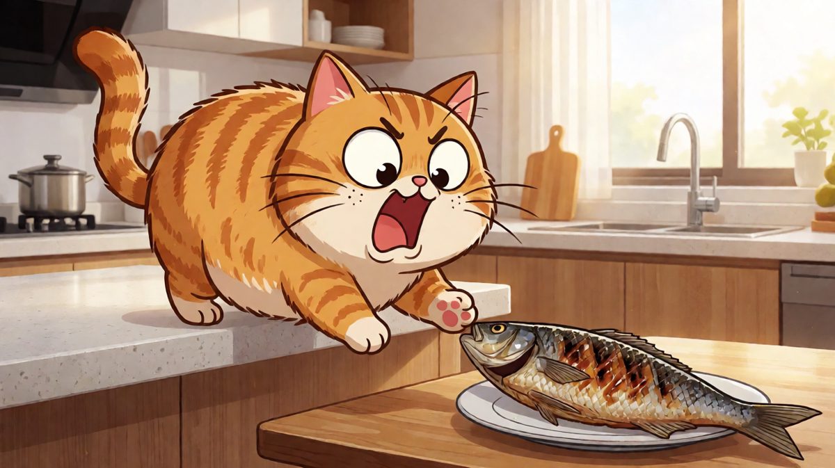 猫：鱼我来了！……哎哎哎？
