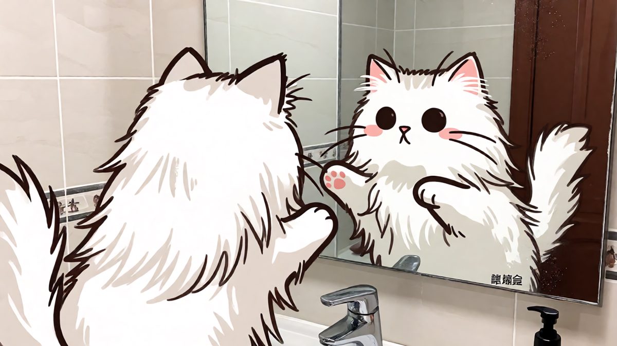 猫：镜子里那货是谁！！！