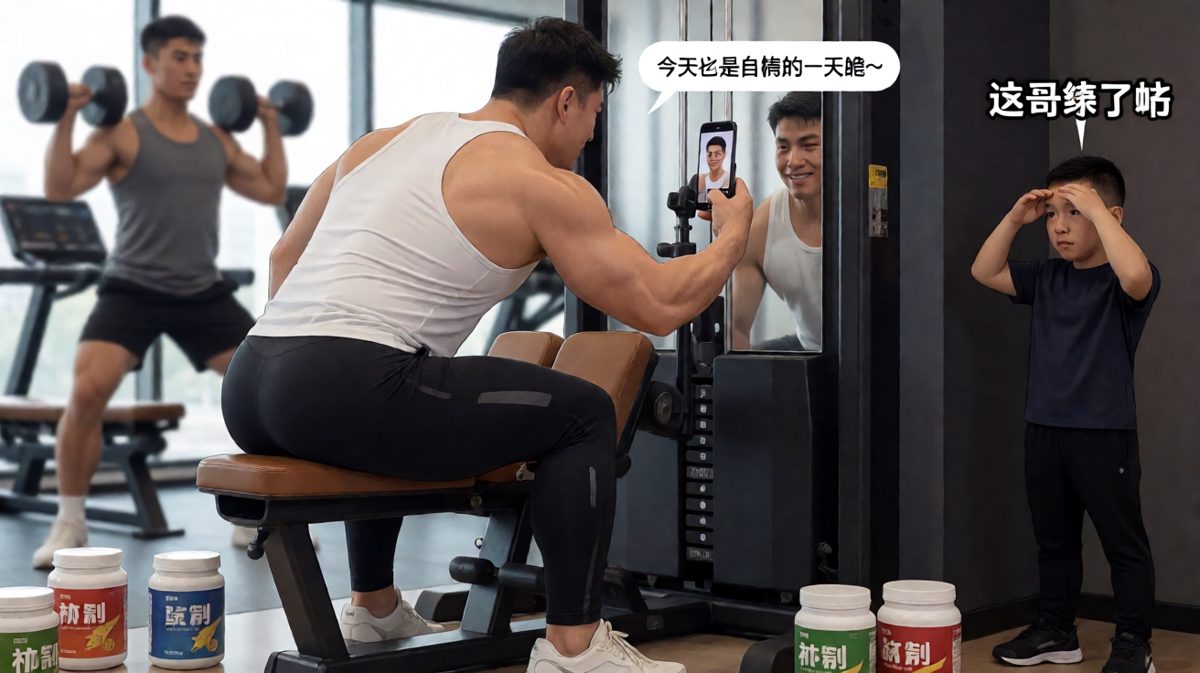 健身房的终极大佬：拍照五分钟举铁三秒钟