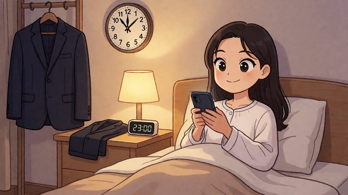 第1格：睡前信心满满，闹钟定好明天7点，发誓绝不迟到