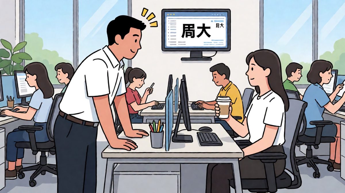 第4格：到达公司，同事淡淡说"今天周六啊"