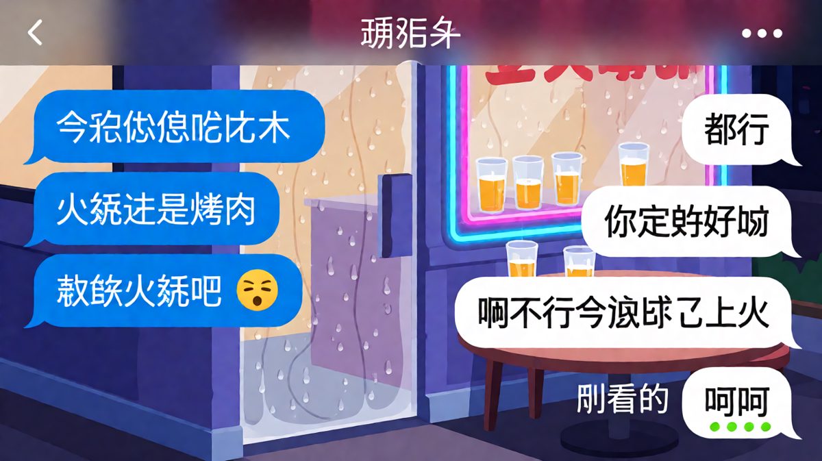 男生临时反悔吃火锅还说"刚关注"的离谱借口，女生已笑疯。