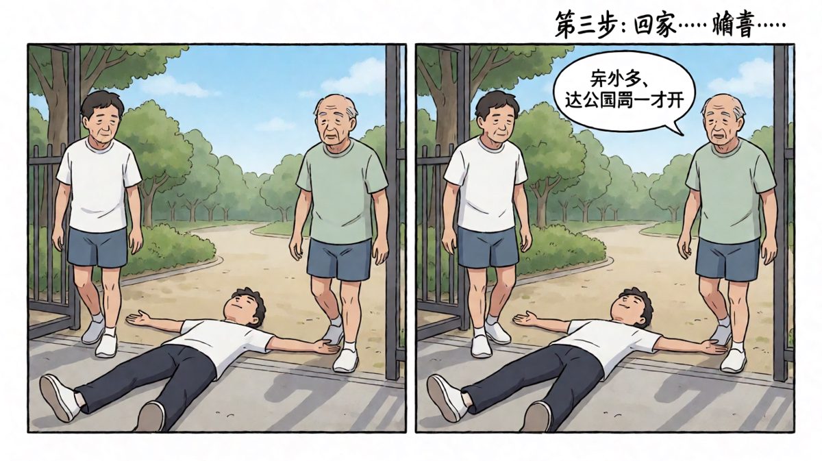 主人公彻底崩溃，原来公园今天还没开门