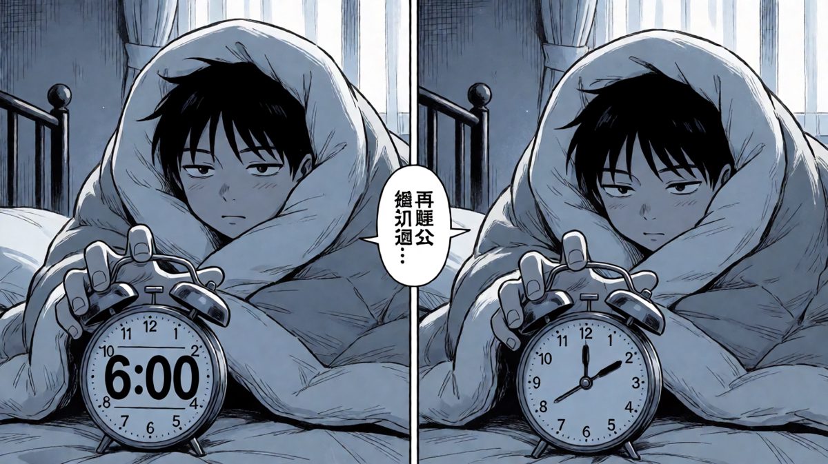 闹钟响了，但身体诚实地选择了床