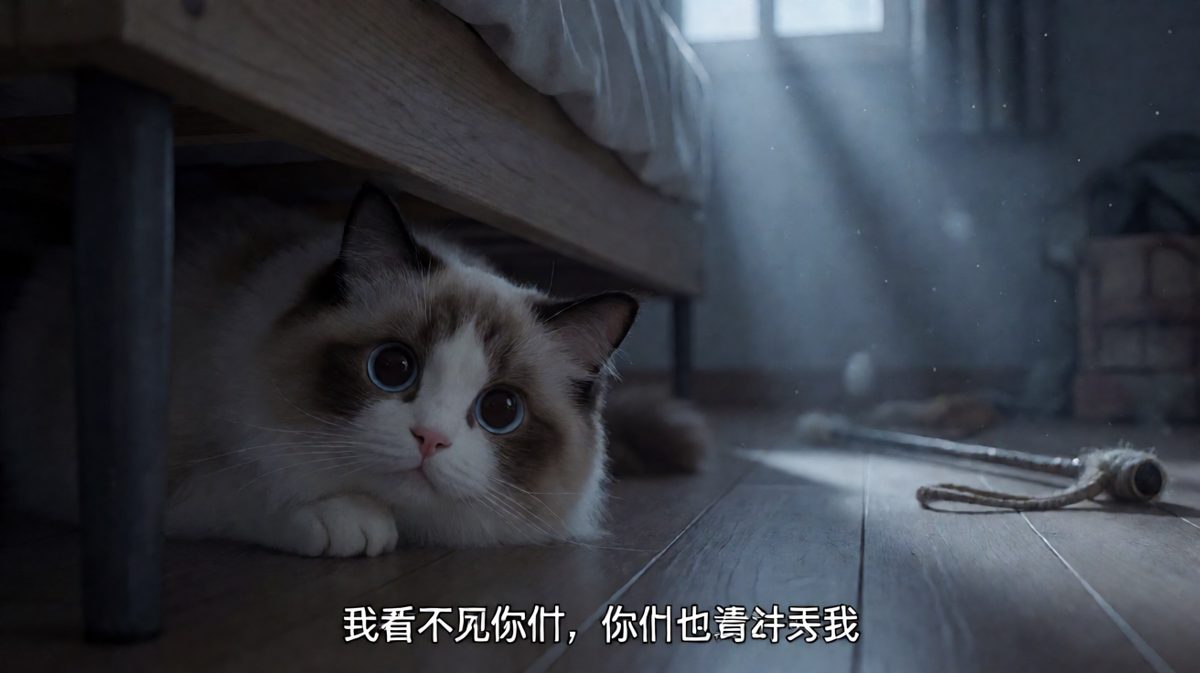 猫咪的隐身术：只要我看不到你们，就安全了