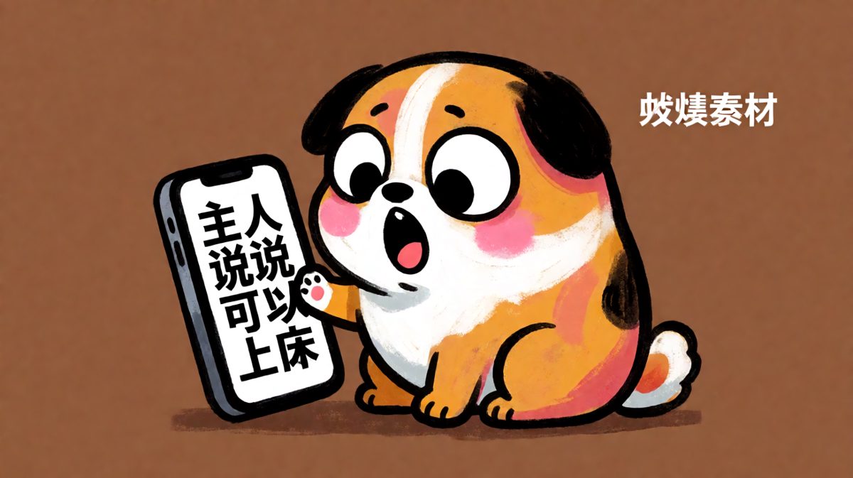 当狗听到'上床'两个字