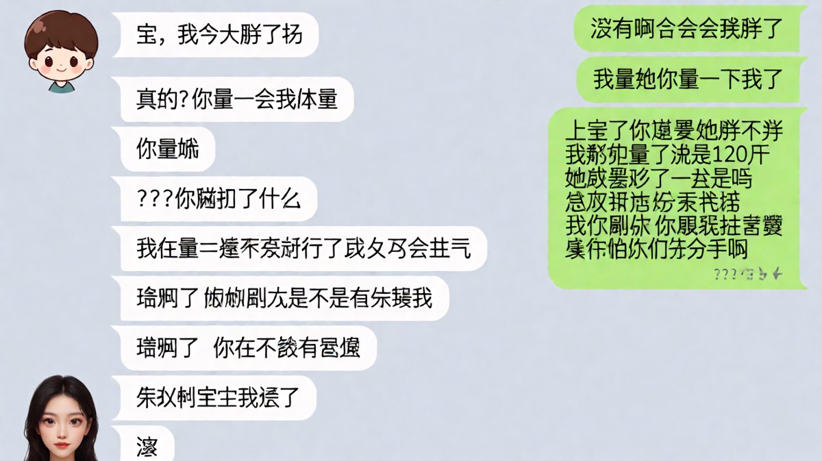女朋友问胖不胖，男朋友硬生生聊成了情感绑架现场