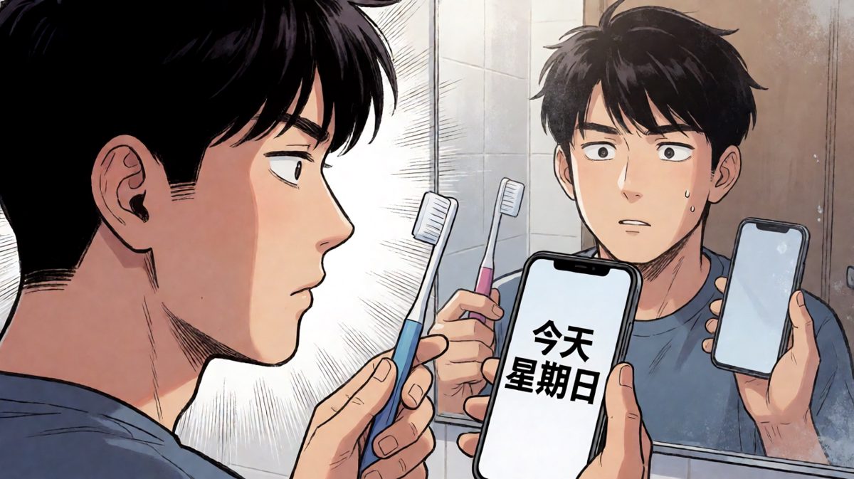 猛然瞥见手机日历，主角愣住——今天居然是周日！