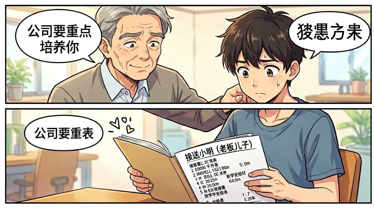 重点培养？原来重点培养的是老板的儿子。