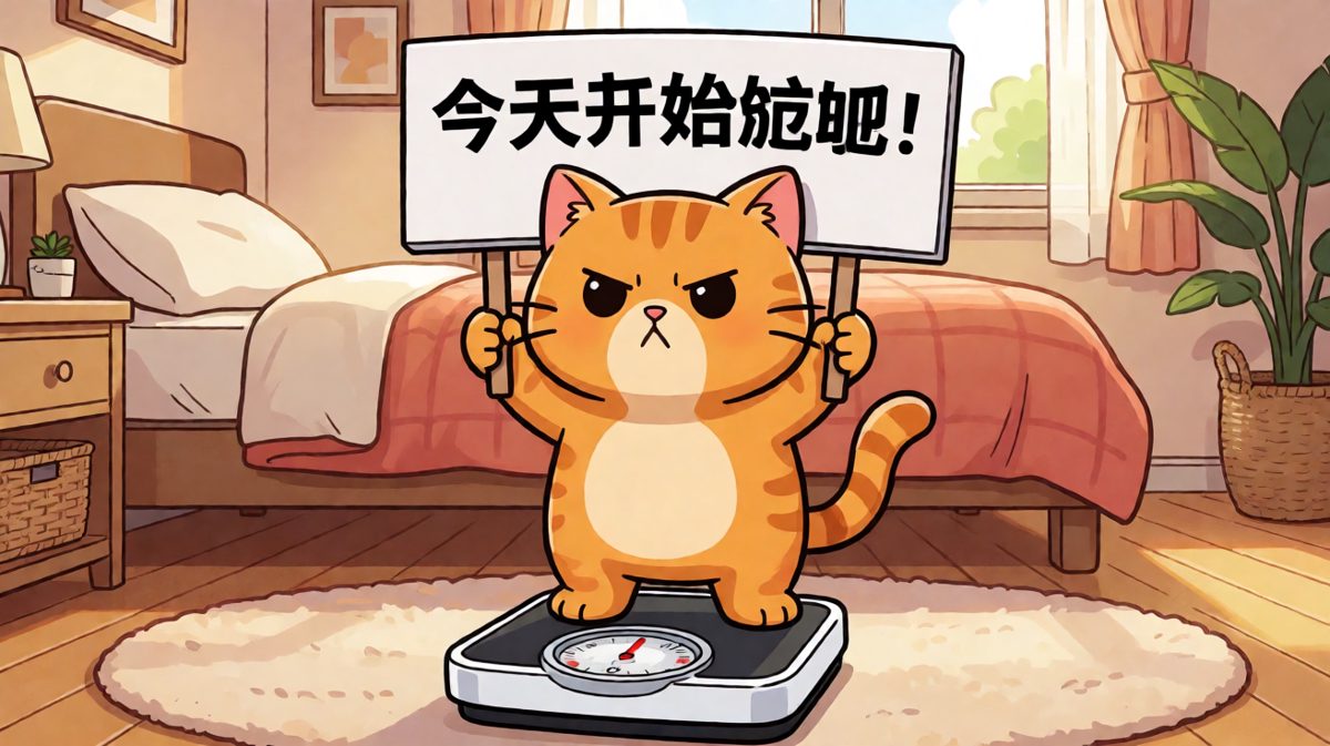 猫咪立下雄心壮志要减肥