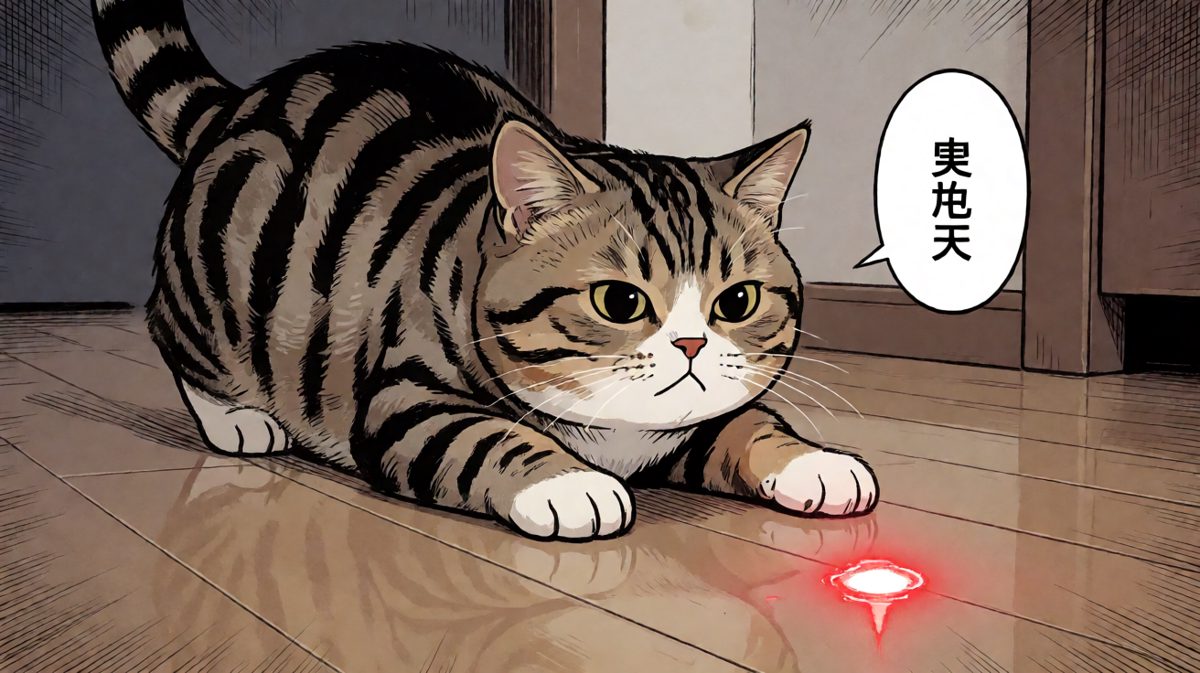 猫：目标锁定，发射……哎呀又让它跑了。