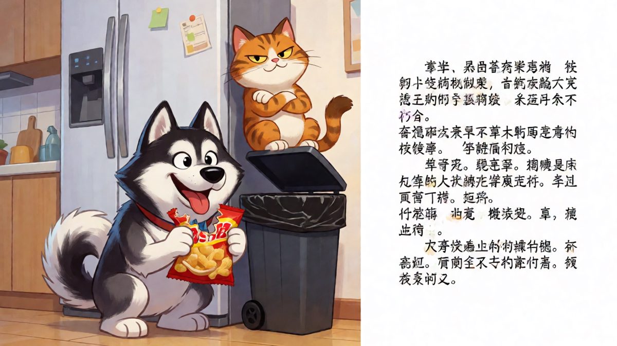 哈士奇：不是我吃的！是……是垃圾桶自己跳起来咬了我的零食！