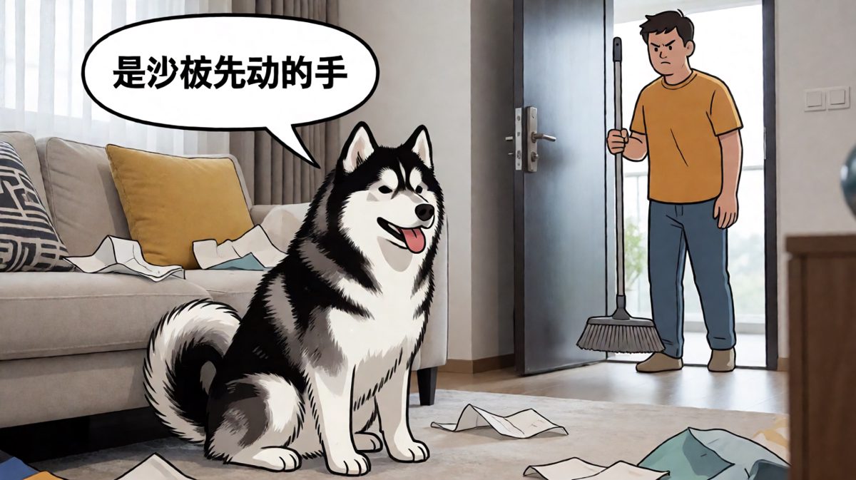 汪：这不能怪我，是沙发先对我动手的！