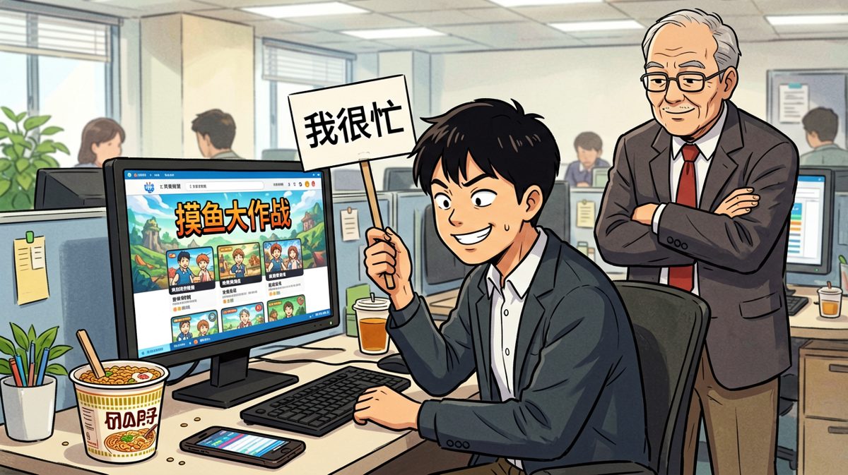只要我笑得够甜，老板就看不见我在玩游戏
