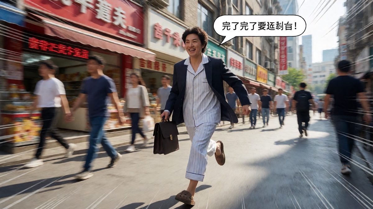 发现迟到慌忙狂奔出门