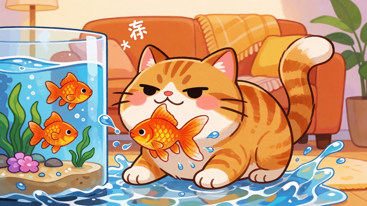 猫咪：我就尝一口，鱼它自己跳进我嘴里的！