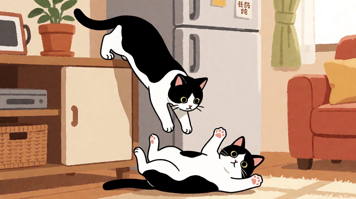 猫咪：我以为我会飞……为什么地面这么硬！