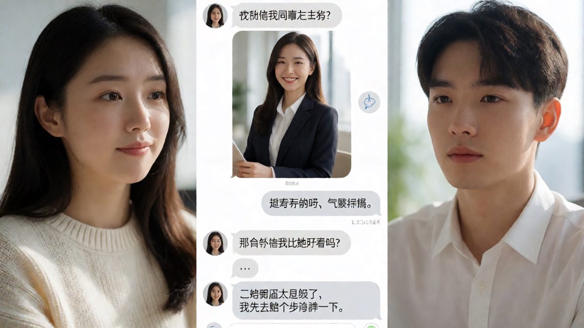 男生被问到和同事比美，一句话没答好就开始找借口跑路