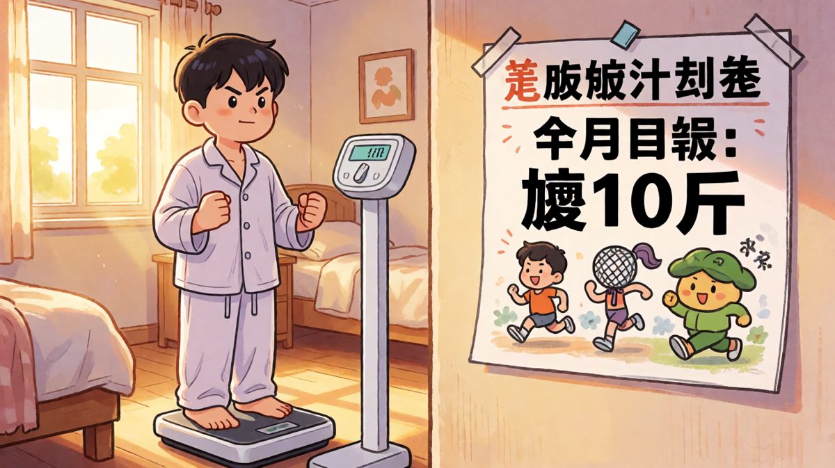 清晨立下减肥誓师大会，决心满满