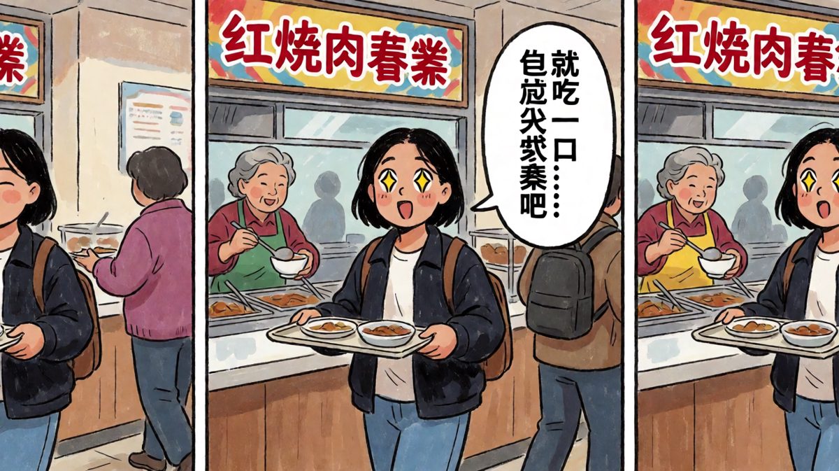午餐时面对美食的艰难挣扎