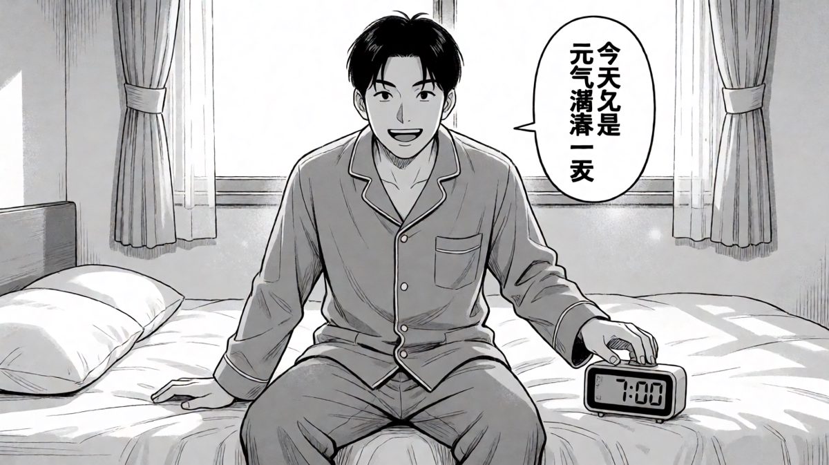 闹钟响了，信心满满关闹钟