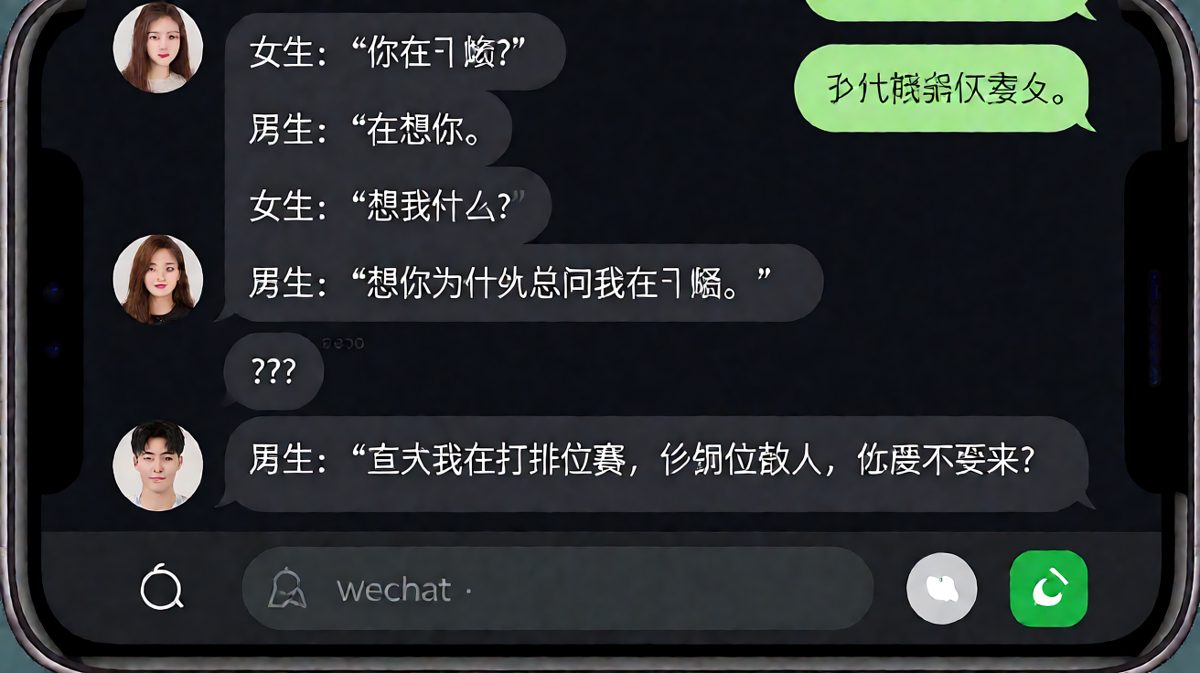 男友坦白局：我一直在打排位，顺便想你。