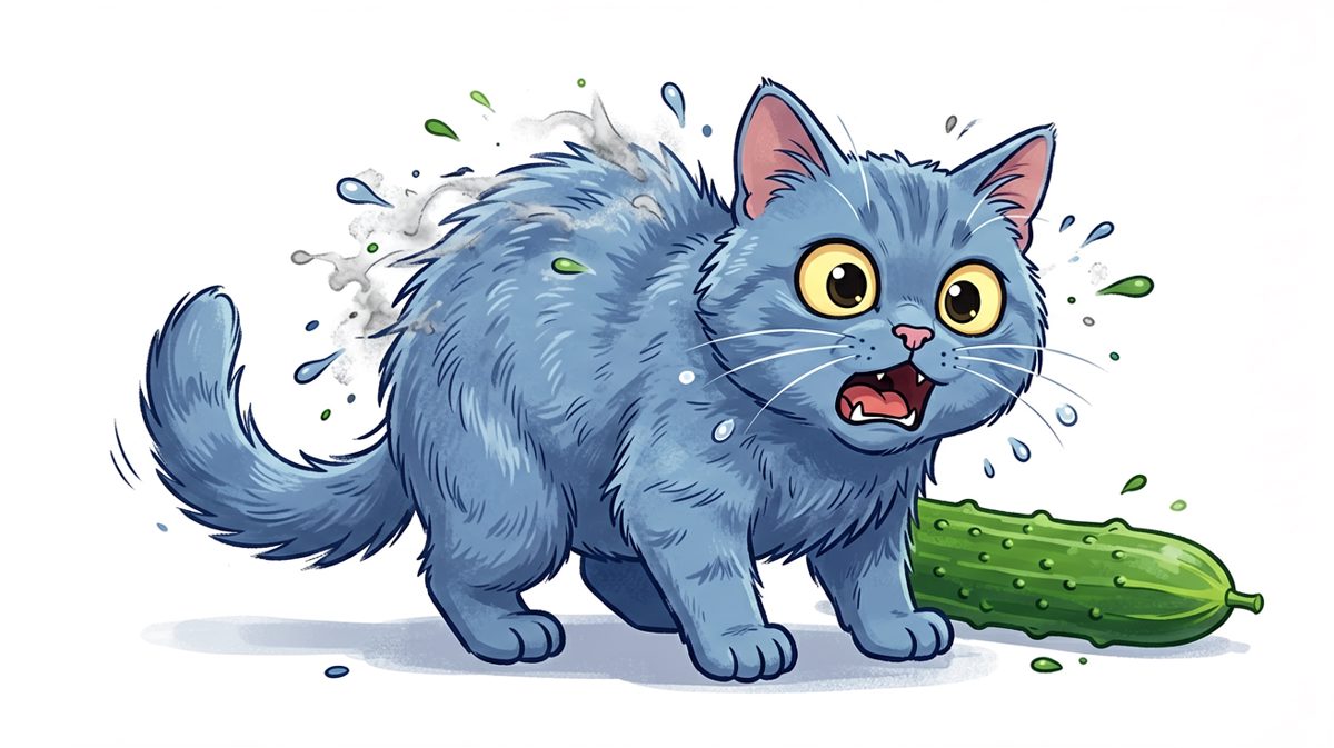 猫咪：哪来的绿色怪物！！