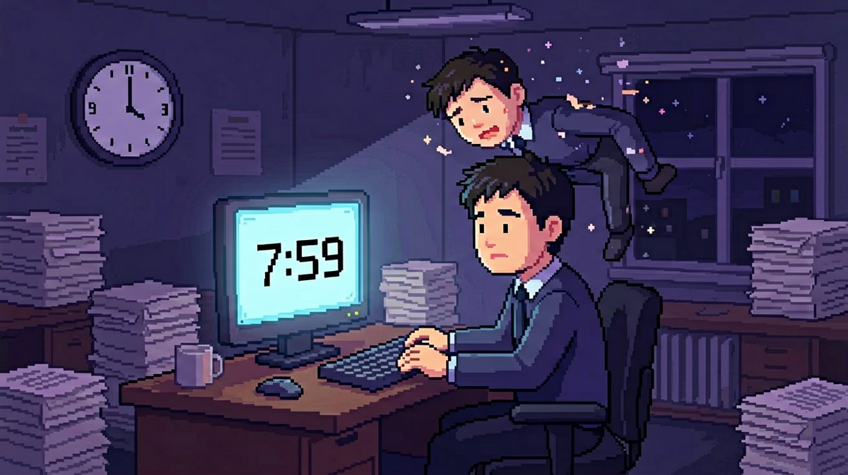 周一早上7:59，肉体已到岗，灵魂还在床上