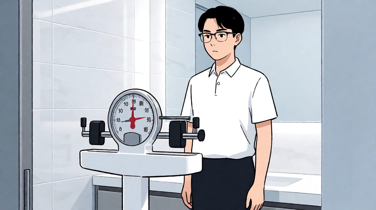 主角称完体重，暗下决心要减肥。