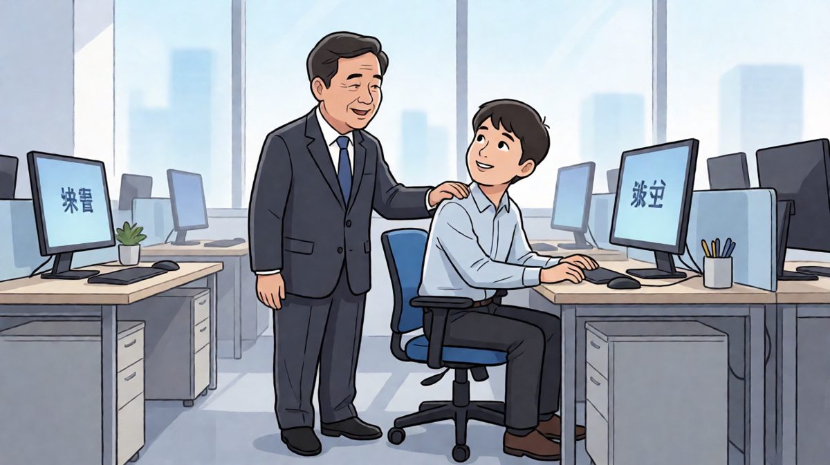 老板欣慰地说：''你今年表现得非常好……但是年终奖嘛，大家都有份''
