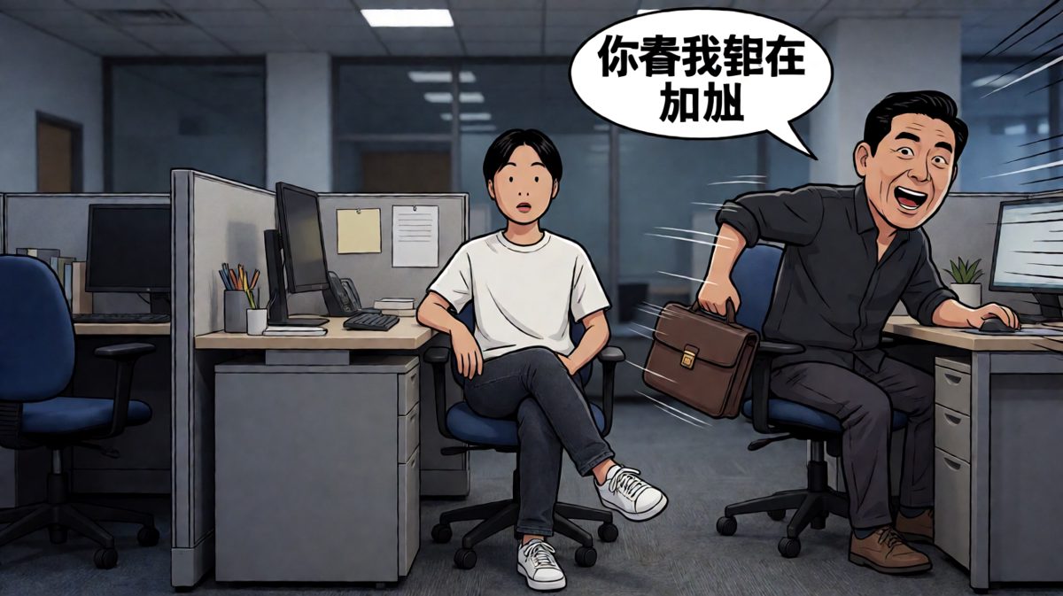 老板：''年轻人不要怕加班，你看我都在……哎我车钥匙忘了拿，我先走了啊''