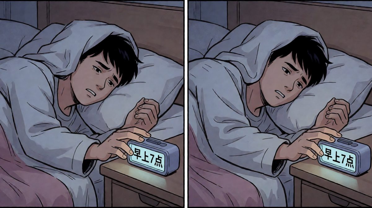 闹钟响了，关掉继续睡