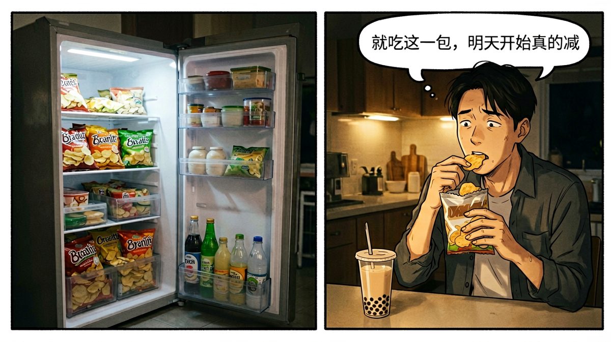 深夜嘴馋，边吃边给自己找理由，完美闭环。