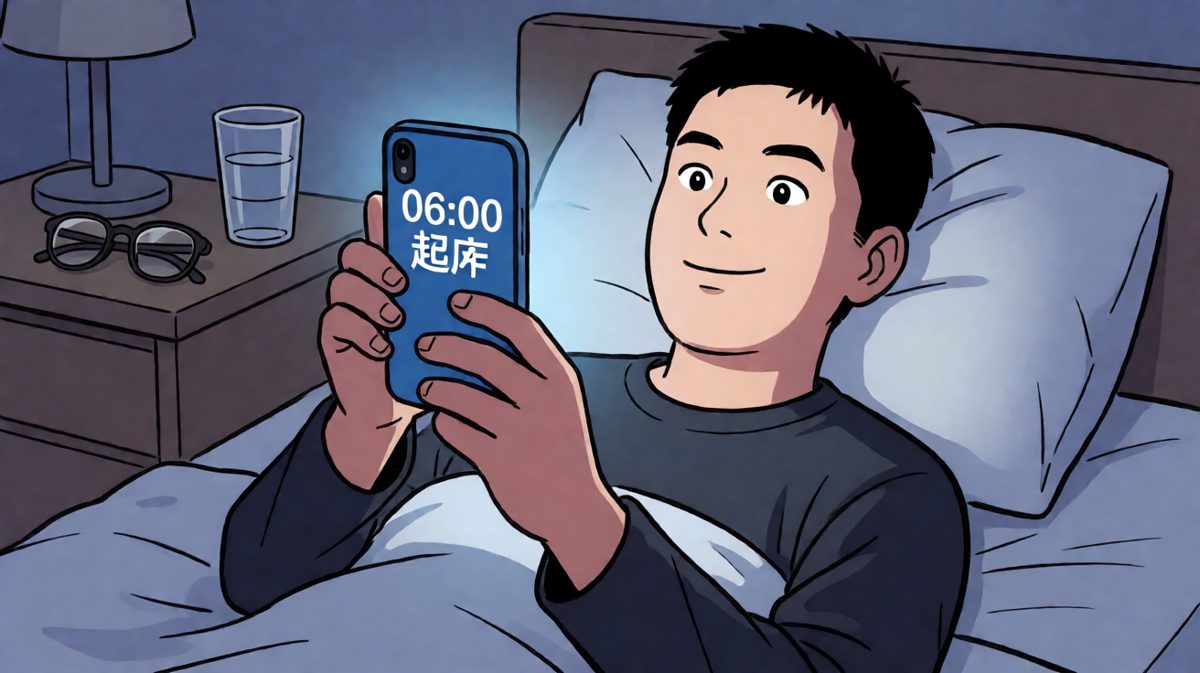 深夜设定闹钟，信心满满