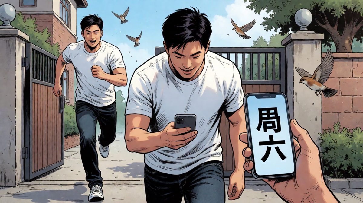 第四格：原来今天是周六……