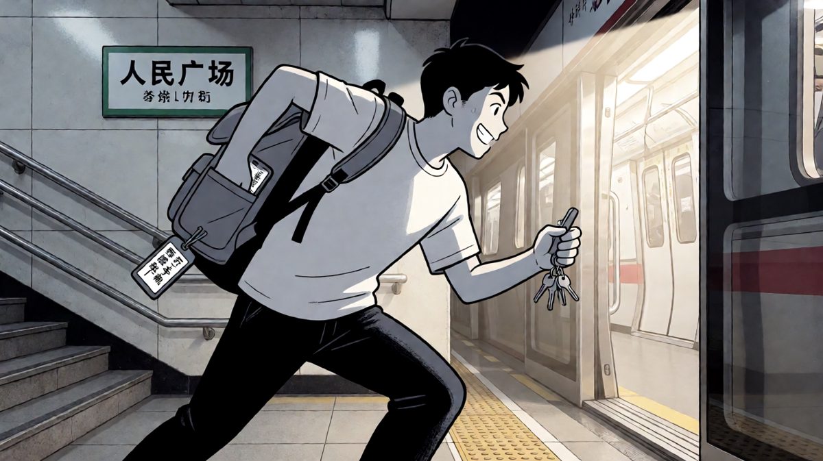 冲到地铁站才发现忘带手机