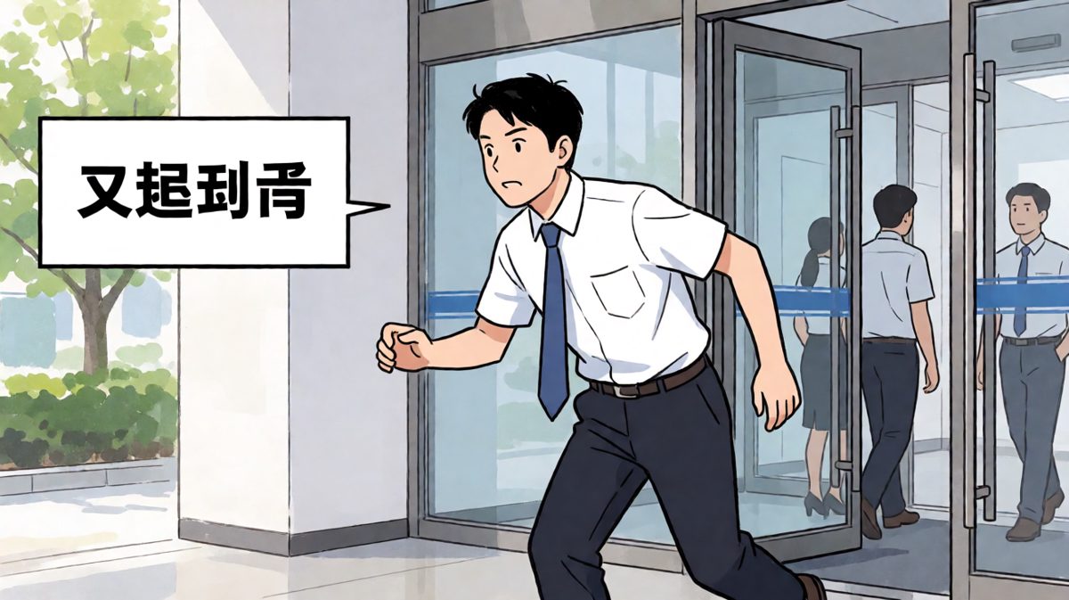 狼狈赶到公司再次迟到