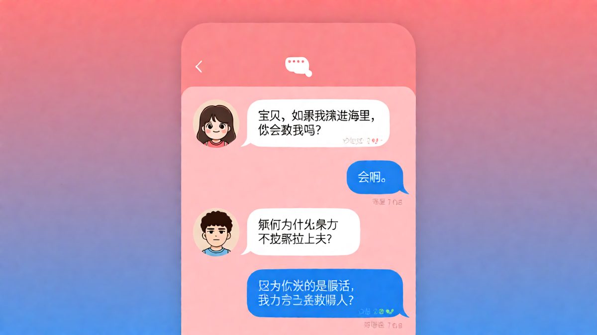 「如果我掉进海里」——女方的爱情测试题，男方的逻辑满分但情感零分。