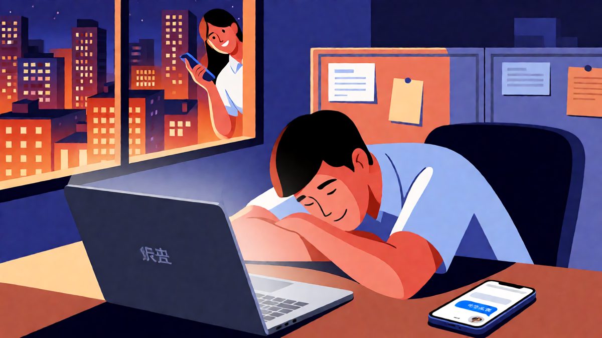 老板：还没走啊？（发来一张'辛苦了'的表情包）员工：……在等您先下班呢。老板：好的，我明天再来。